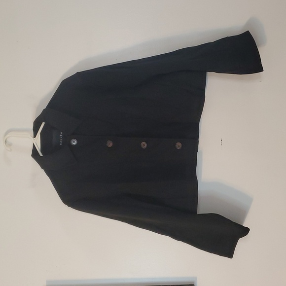 Manuka Black Short Boxy Coat Size Small Medium Oversized Button Streetwear - Picture 2 of 11